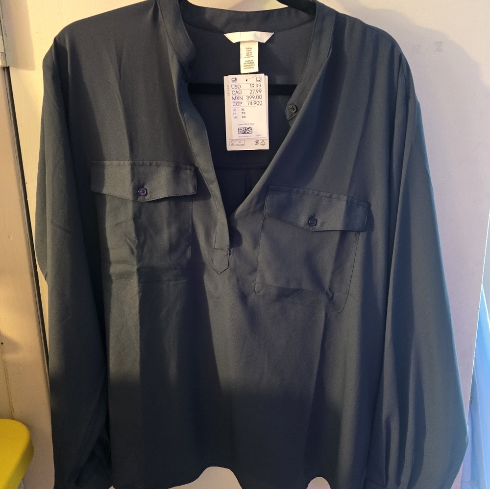 H&M Deep Blue Casual Button Down Shirt
